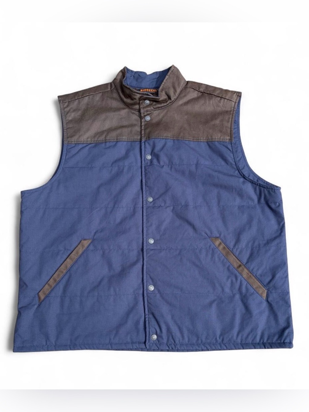Ridgecut Toughwear Men’s 2XL Quilted Workwear Vest in Blue + Brown